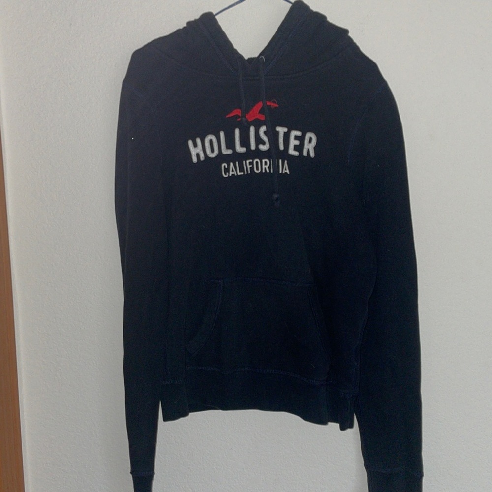 Hollister Black Hoodie with Red Logo